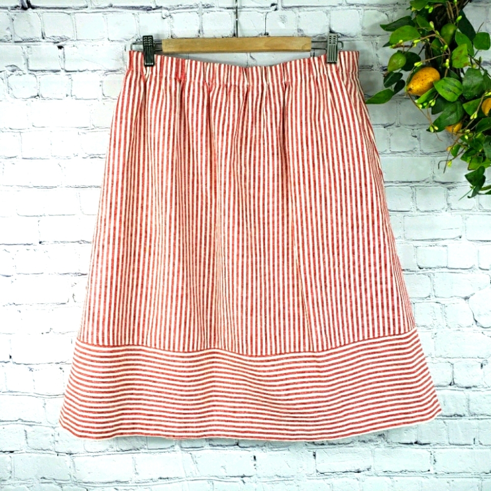 J. CREW Linen Skirt Candy Striped Size M